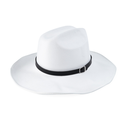Chokore Cowboy Hat with Black Belt (White)