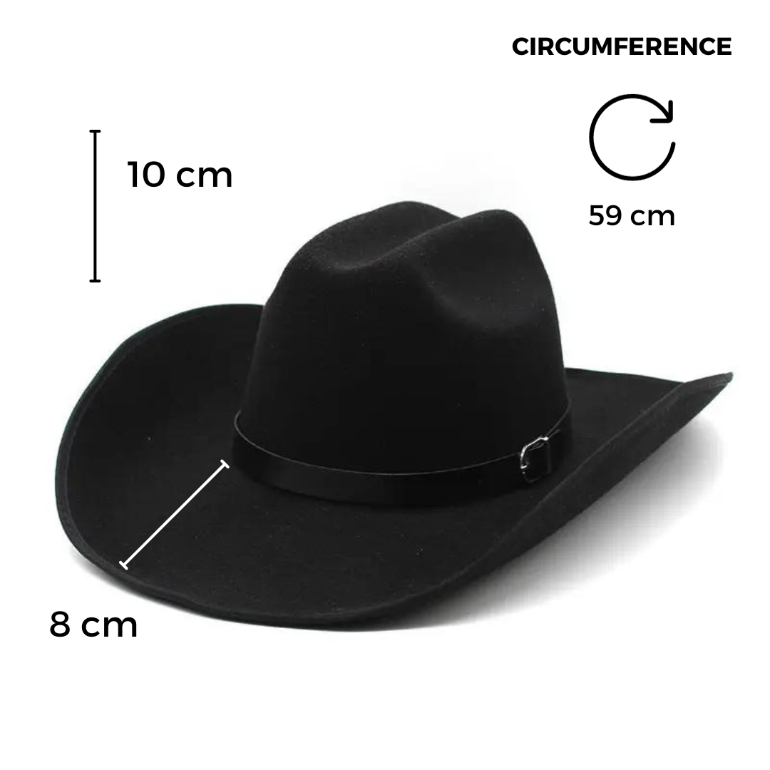 Chokore Cowboy Hat with Black Belt (Black)