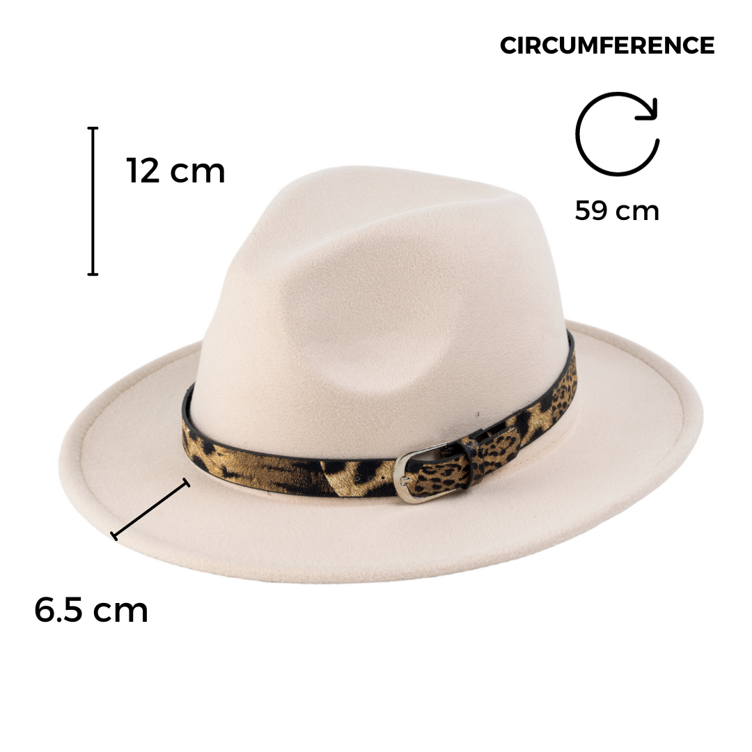 Chokore Fedora Hat with Leopard Belt (Beige)