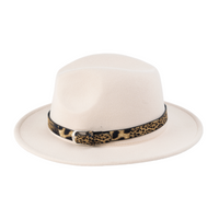 Chokore Chokore Fedora Hat with Leopard Belt (Beige)