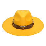 Chokore  Chokore Fedora Hat with Ox head belt  (Yellow)