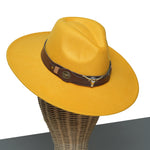 Chokore  Chokore Fedora Hat with Ox head belt  (Yellow)