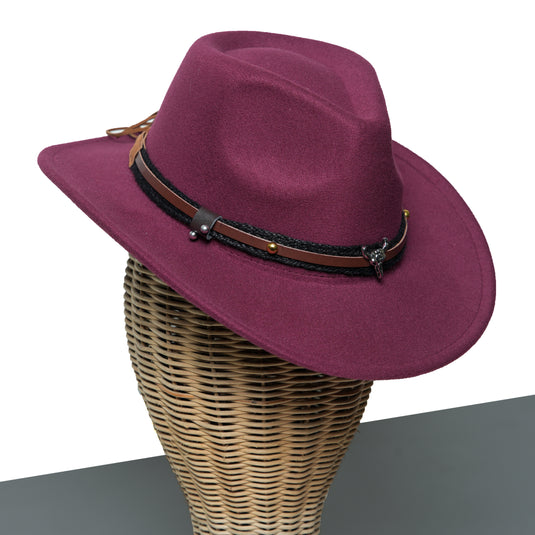 Chokore American Cowhead Fedora Hat (Burgundy)