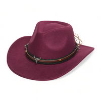 Chokore Chokore American Cowhead Fedora Hat (Burgundy)