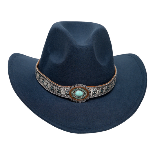 Chokore Ethnic Tibetan Cowboy Hat (Navy Blue)