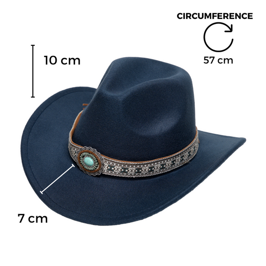 Chokore Ethnic Tibetan Cowboy Hat (Navy Blue)