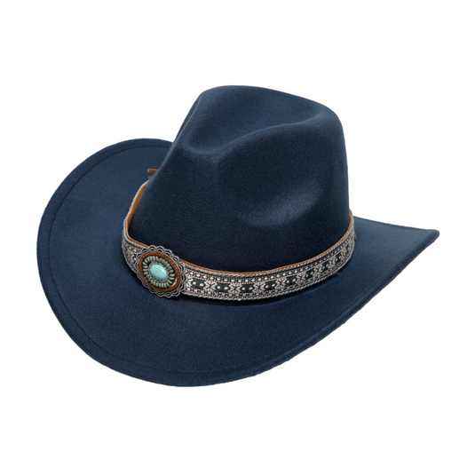 Chokore Ethnic Tibetan Cowboy Hat (Navy Blue)
