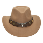 Chokore  Chokore cowboy hat with Ox head belt  (khaki)