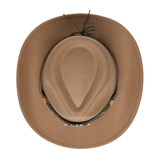 Chokore cowboy hat with Ox head belt  (khaki)
