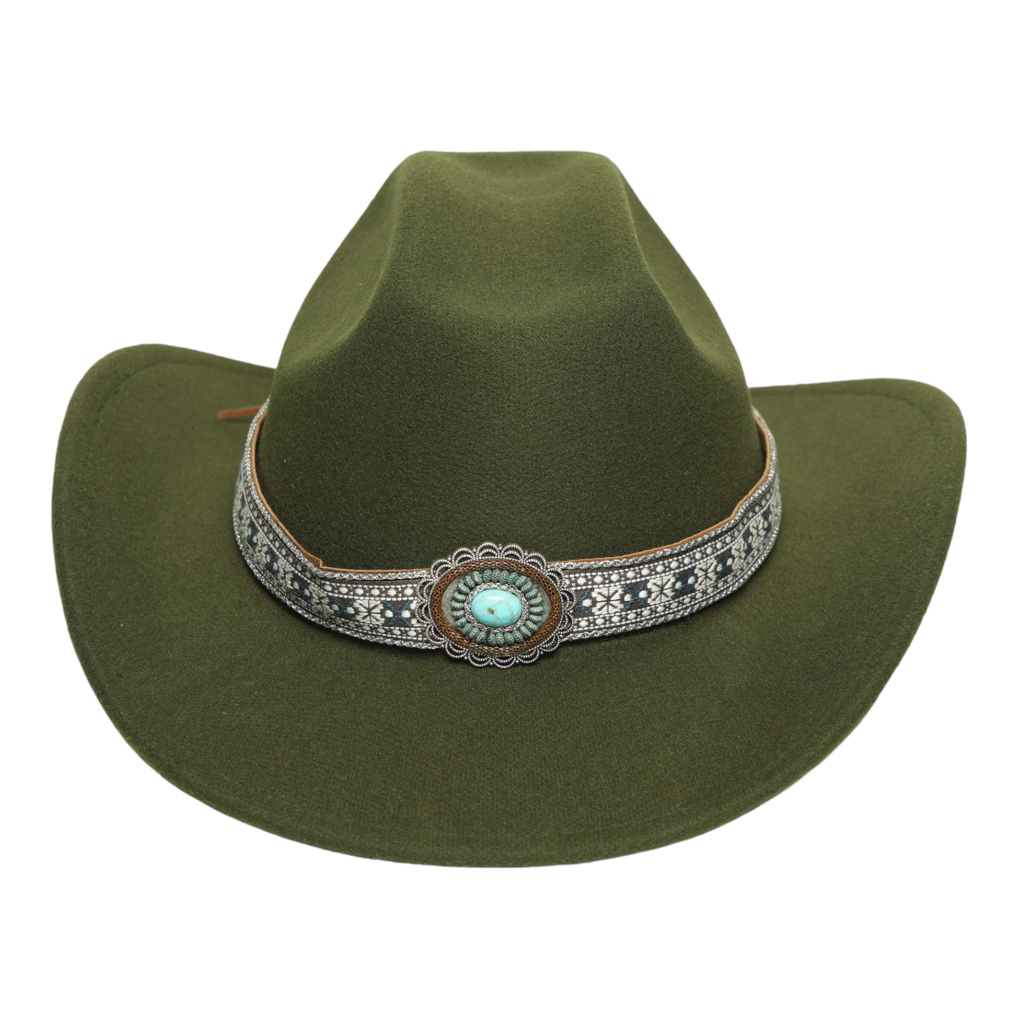 Chokore Ethnic Tibetan Cowboy Hat (Forest Green)