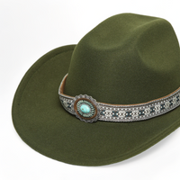 Chokore Chokore Ethnic Tibetan Cowboy Hat (Forest Green)