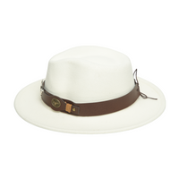 Chokore Chokore fedora hat with Ox head belt  (White)