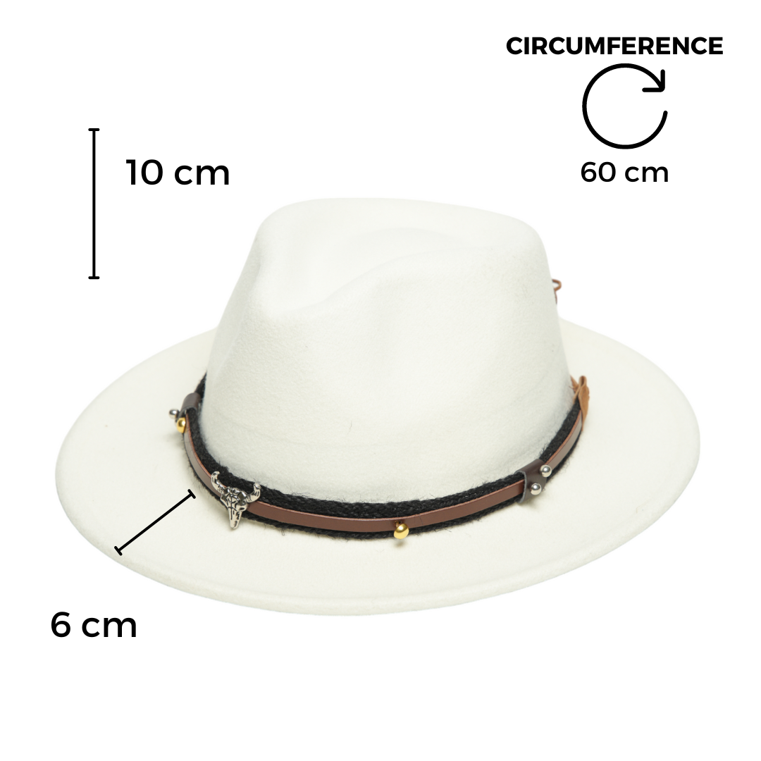 Chokore American Cowhead Fedora Hat (White)