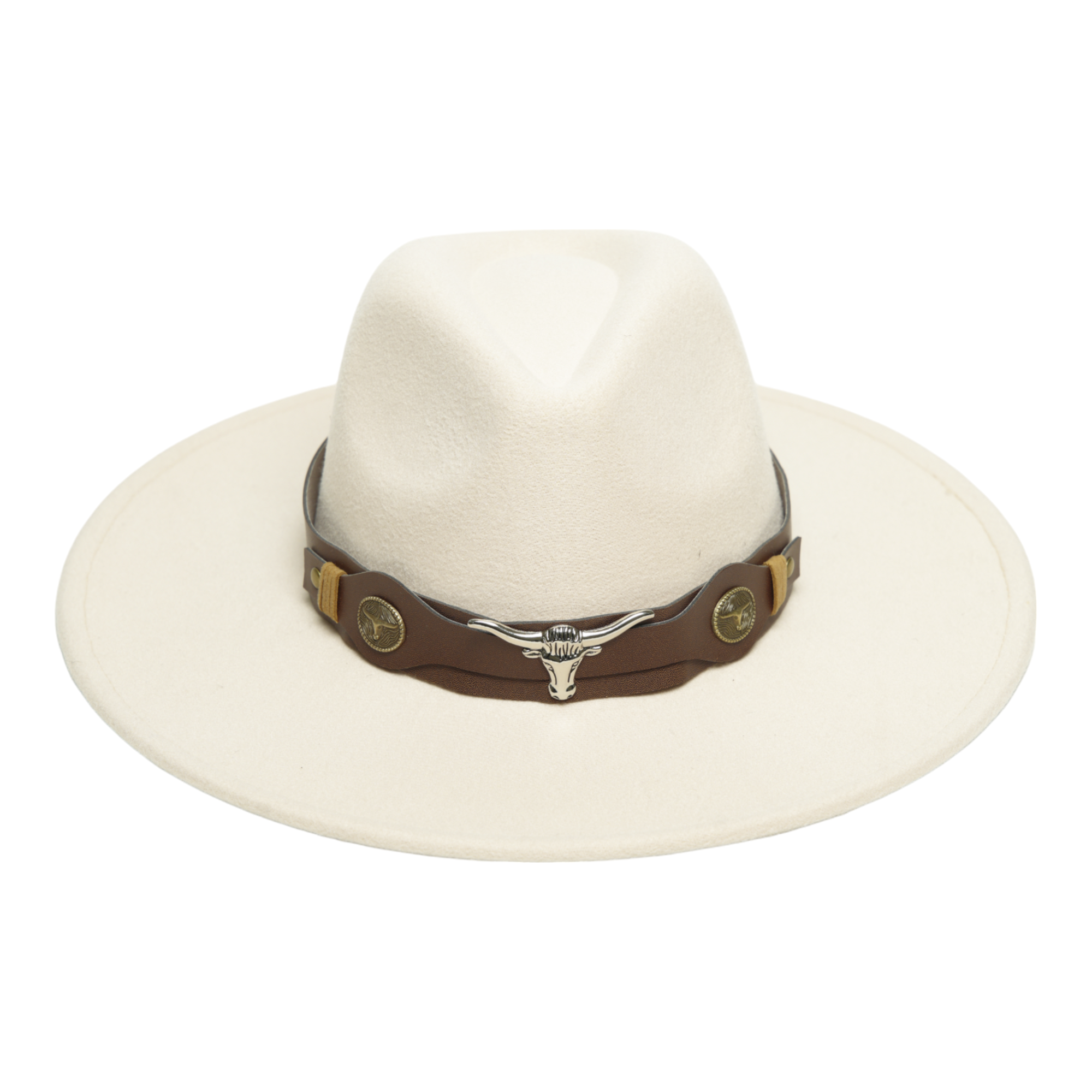 Chokore fedora hat with Ox head belt  (Off White)