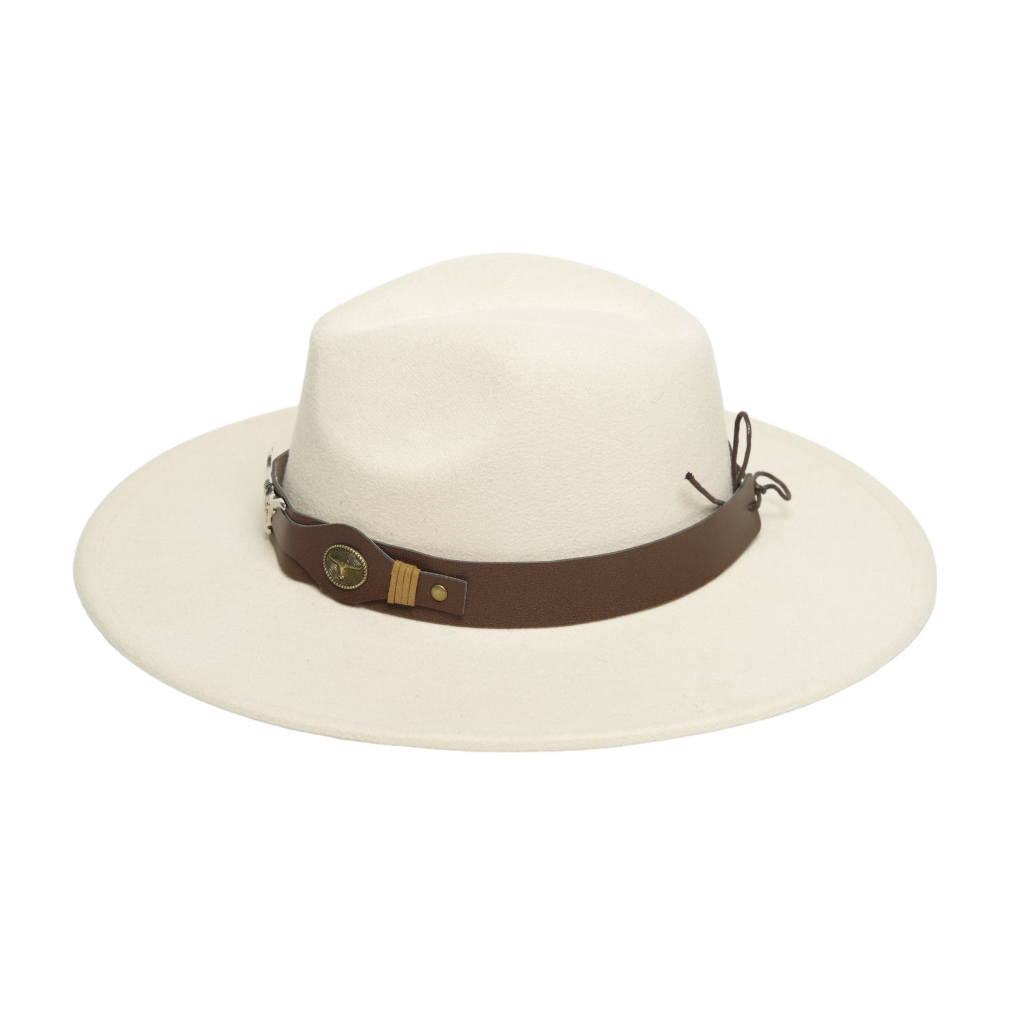 Chokore fedora hat with Ox head belt  (Off White)