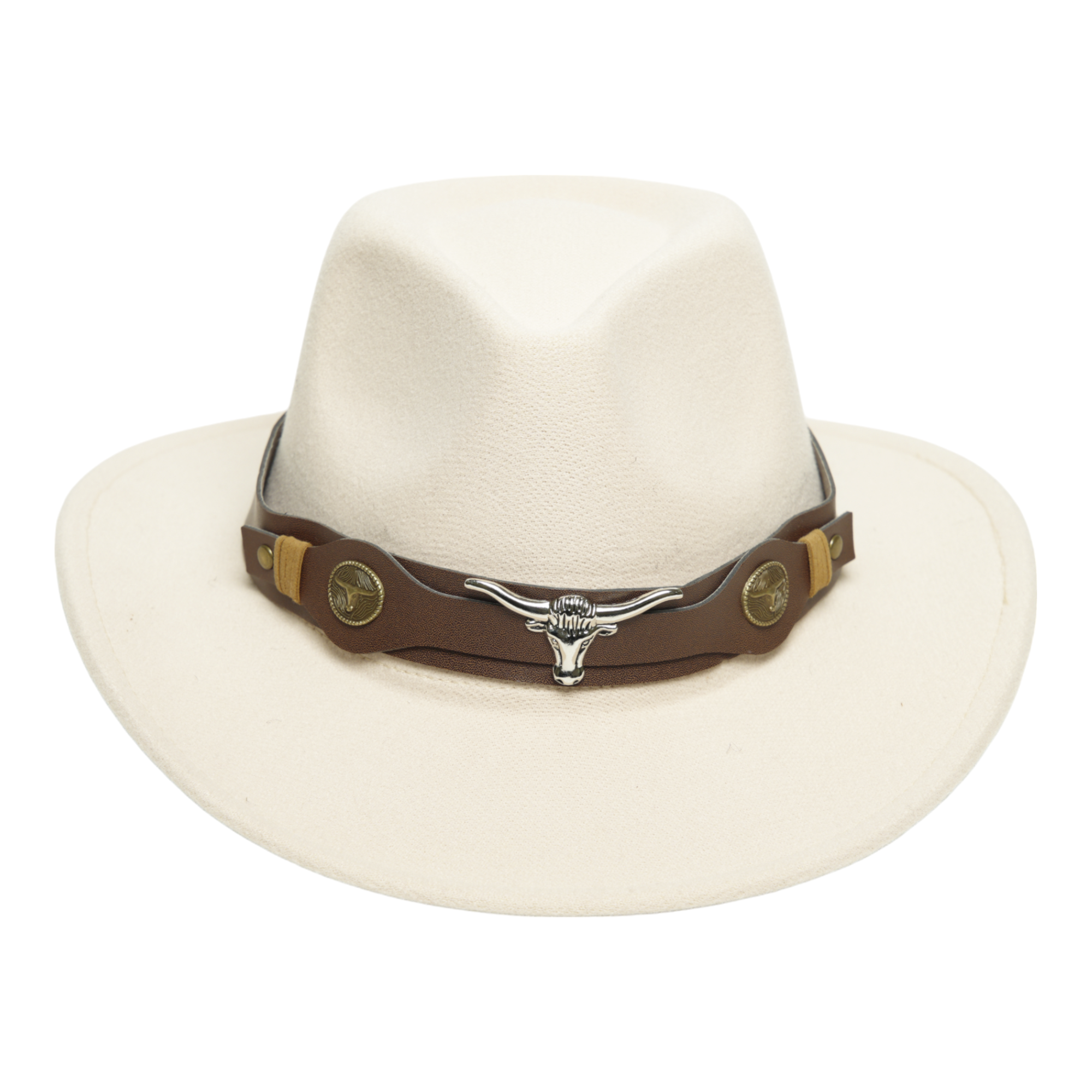 Chokore cowboy hat with Ox head belt  (Off White)