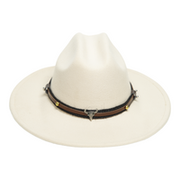 Chokore Chokore American Cowhead Pinched Cowboy Hat   (Off White)