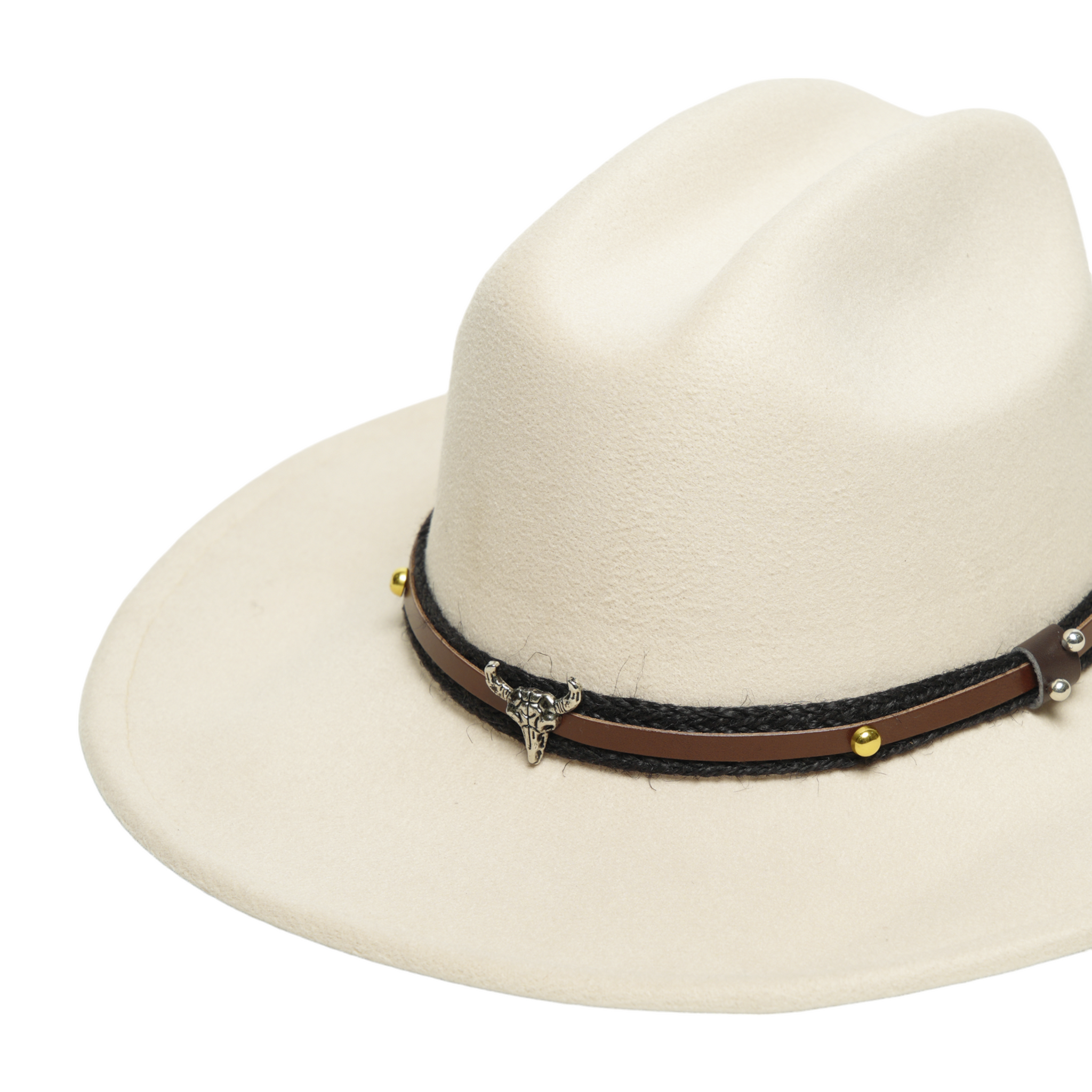 Chokore American Cowhead Pinched Cowboy Hat   (Off White)