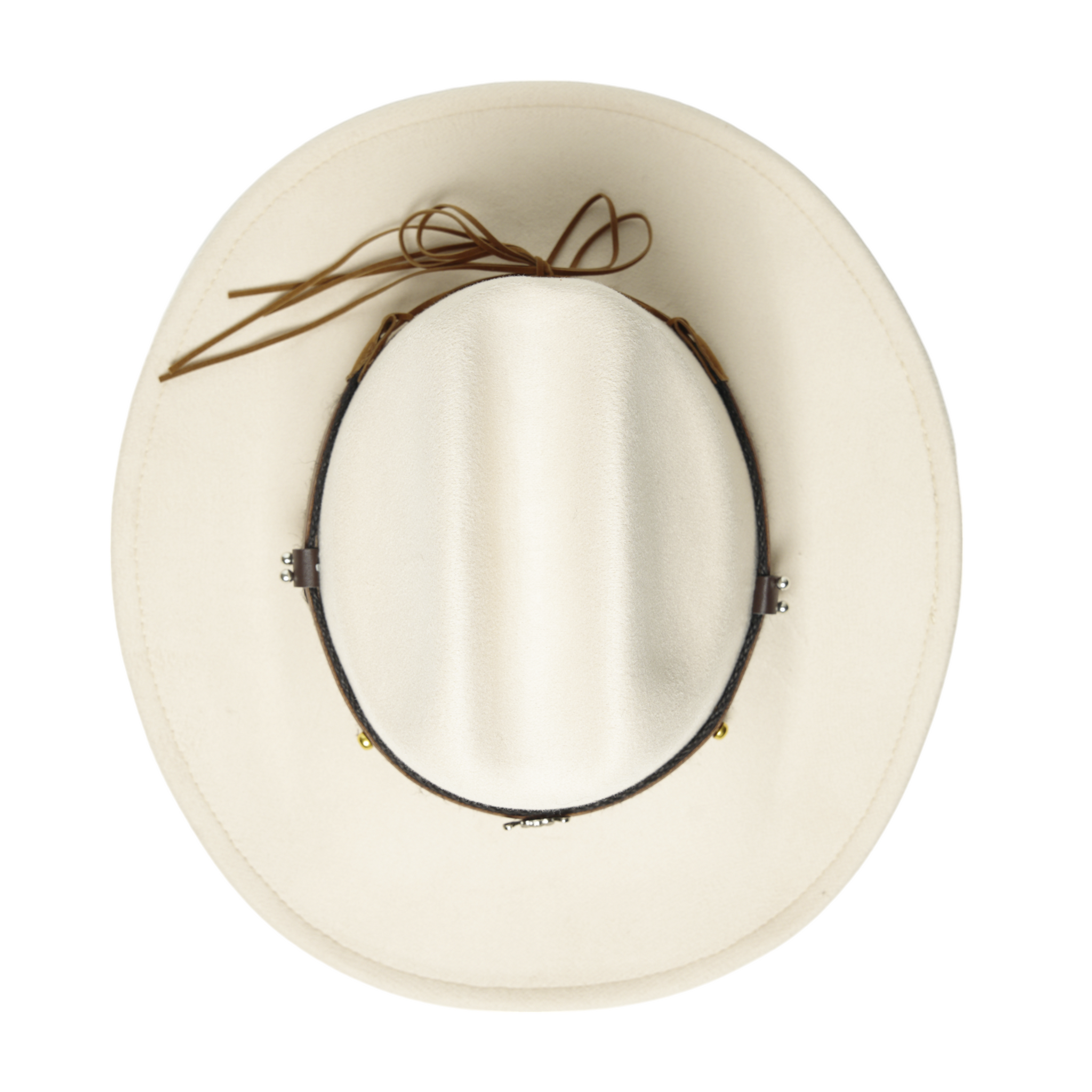 Chokore Pinched Cowboy Hat with Ox head belt  (Off White)