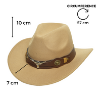 Chokore Chokore cowboy hat with Ox head belt  (Beige)