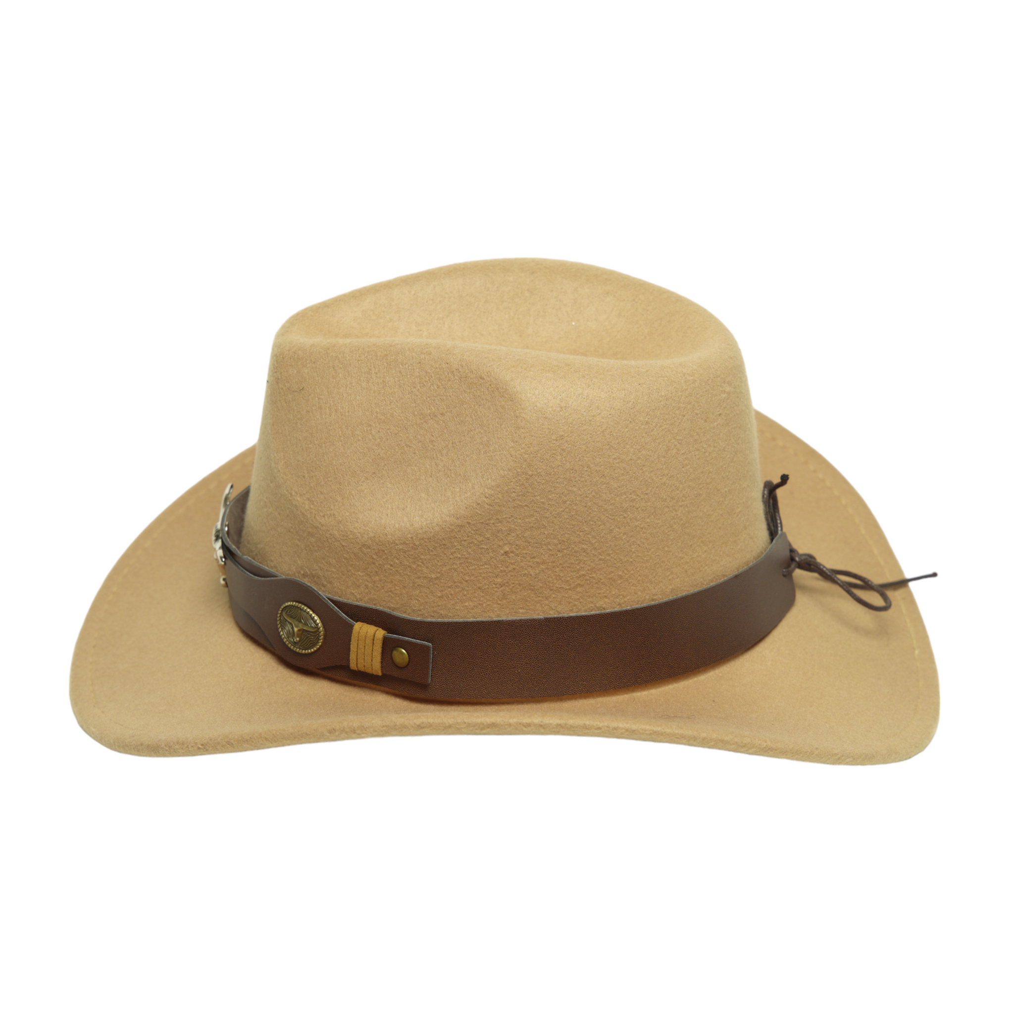 Chokore cowboy hat with Ox head belt  (Beige)