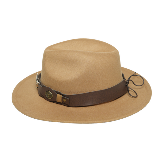 Chokore Fedora Hat with Ox Head Belt  (Light Brown)