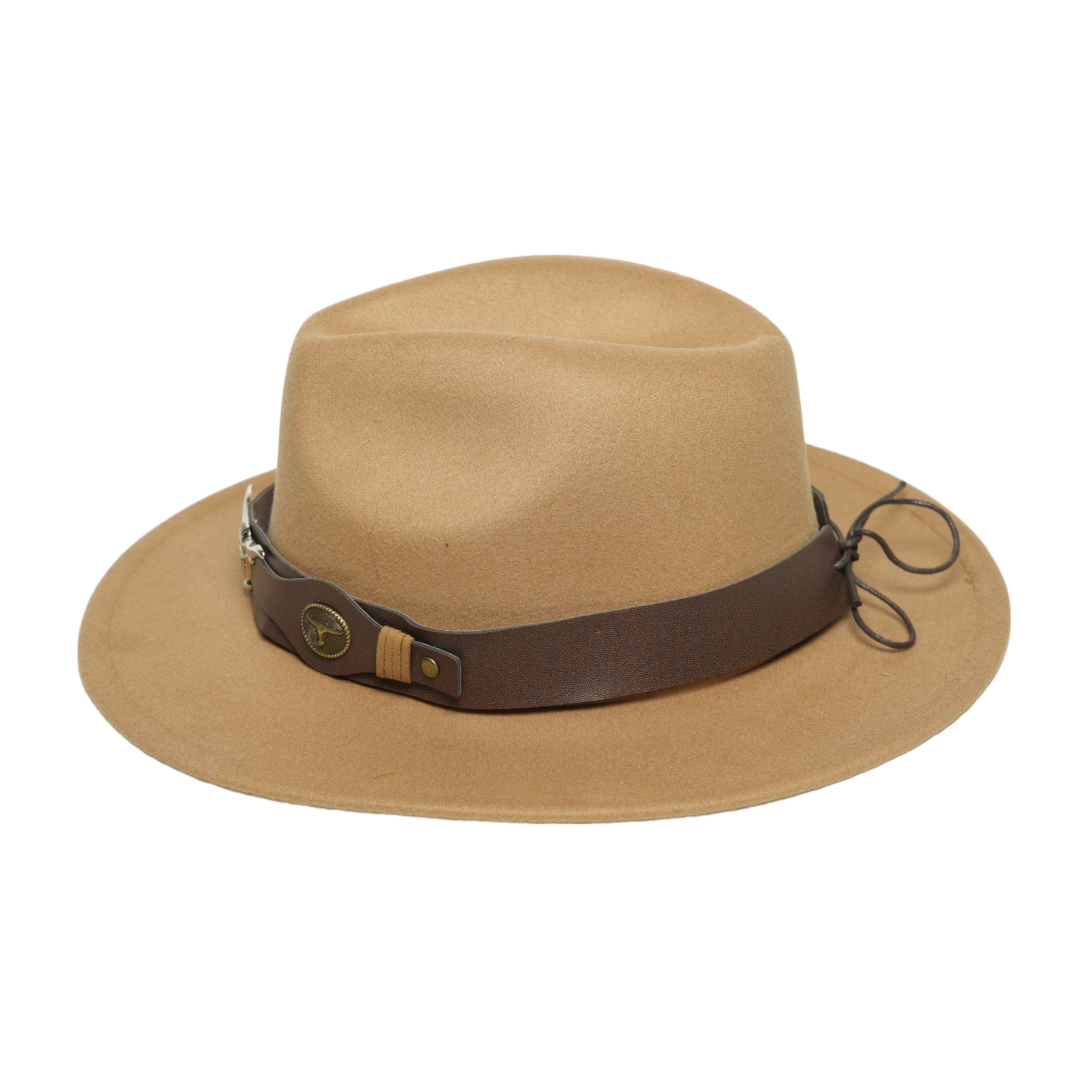 Chokore Fedora Hat with Ox head belt  (Light Brown)