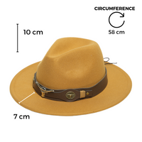 Chokore Chokore Fedora Hat with Ox head belt  (Camel)