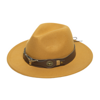 Chokore Chokore Fedora Hat with Ox head belt  (Camel)
