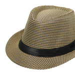 Chokore Chokore Fedora Hat in Houndstooth Pattern (Khaki) 