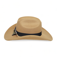 Chokore Chokore Cattleman Cowboy Hat with Feather Ribbon (Camel)