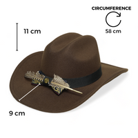 Chokore Chokore Cattleman Cowboy Hat with Feather Ribbon (Brown)