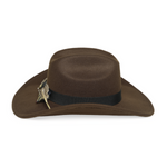 Chokore Chokore Cattleman Cowboy Hat with Feather Ribbon (Brown) 