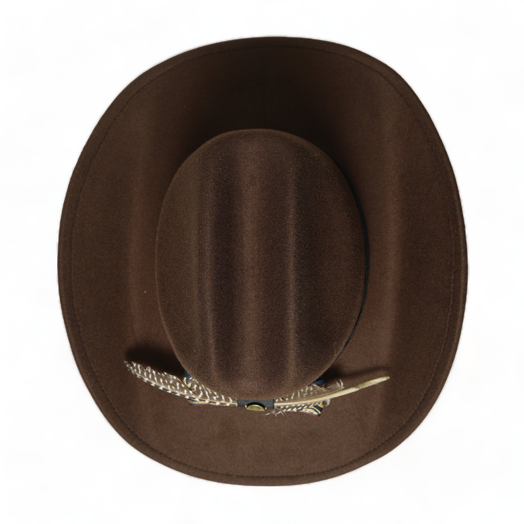 Chokore Cattleman Cowboy Hat with Feather Ribbon (Brown)