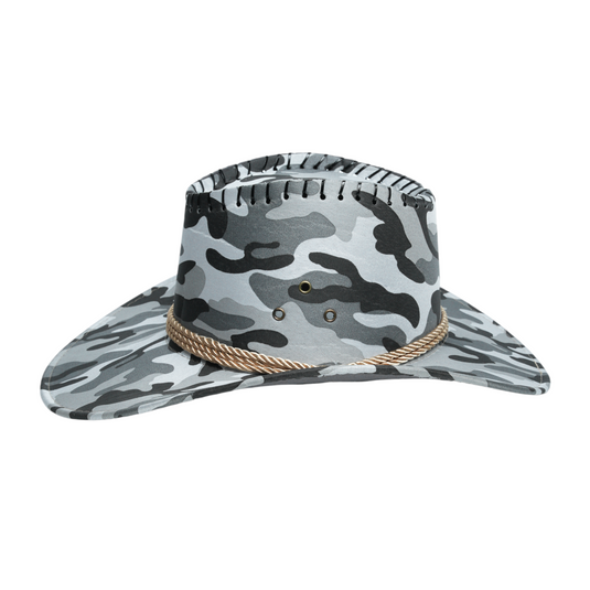 Chokore Camouflage Sunshade Straw Cowboy Hat (Black & White)