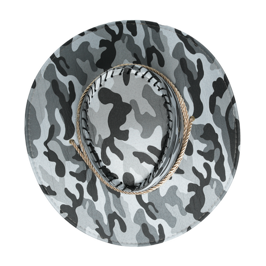 Chokore Camouflage Sunshade Straw Cowboy Hat (Black & White)