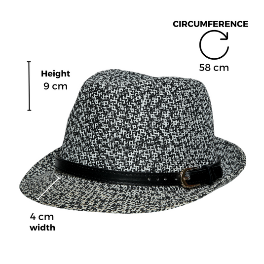 Chokore Classic Straw Fedora Hat (Black & White)