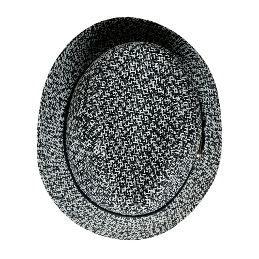 Chokore Classic Straw Fedora Hat (Black & White)