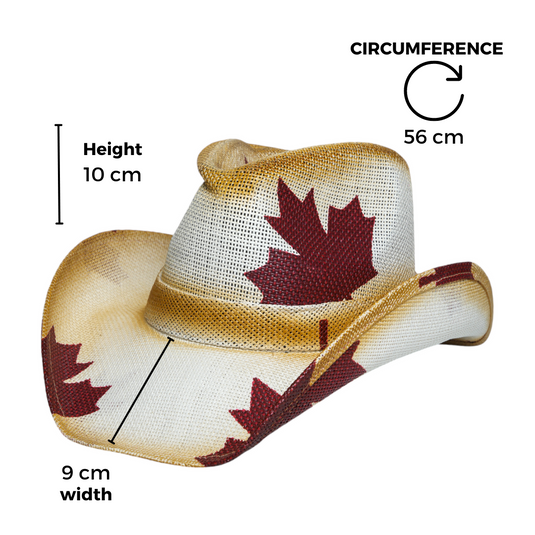 Chokore Maple Leaf Handcrafted Straw Cowboy Hat (Camel)