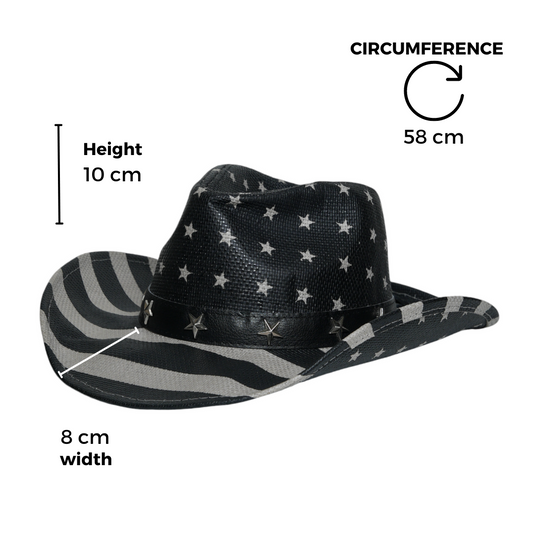 Chokore American Print Handcrafted Straw Cowboy Hat (Grey)