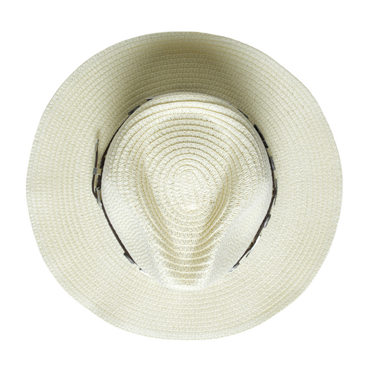 Chokore Summer Straw Hat with Buckle Belt (Off White)