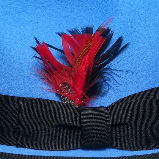 Chokore Classic Bluebird Fedora Hat with Feather Detail (Soft Blue)