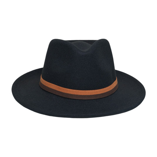 Chokore Fedora Hat with Dual Tone Band (Black)