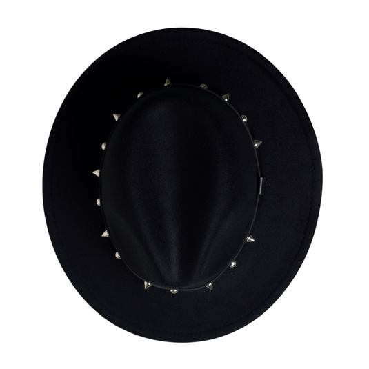 Chokore Fedora Hat with Spiked Leather Band (Black)