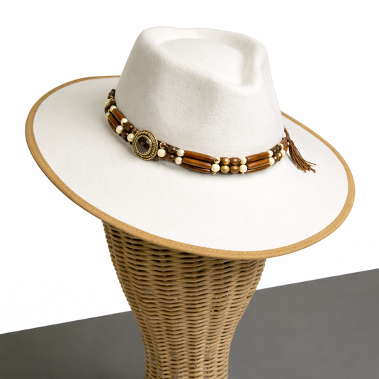 Chokore Classic White Fedora Hat with Flat Brim