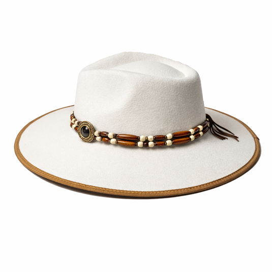 Chokore Classic White Fedora Hat with Flat Brim
