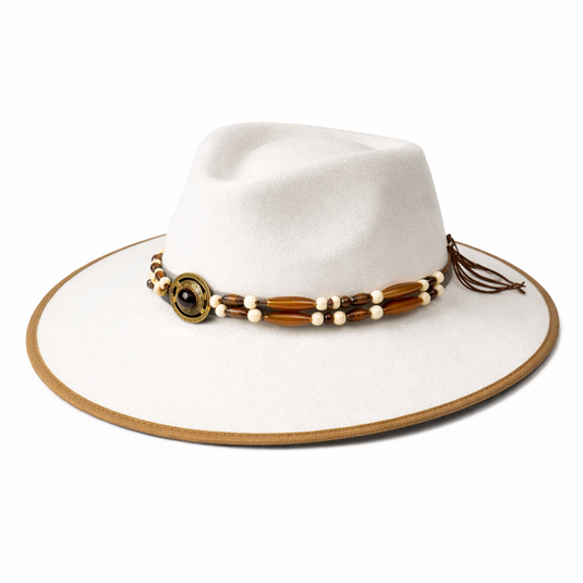 Chokore Classic White Fedora Hat with Flat Brim