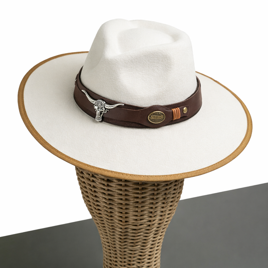 Chokore White Fedora Hat with Flat Brim
