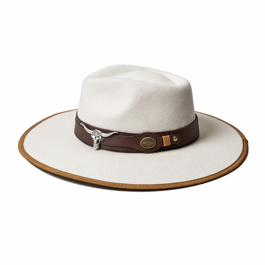 Chokore White Fedora Hat with Flat Brim