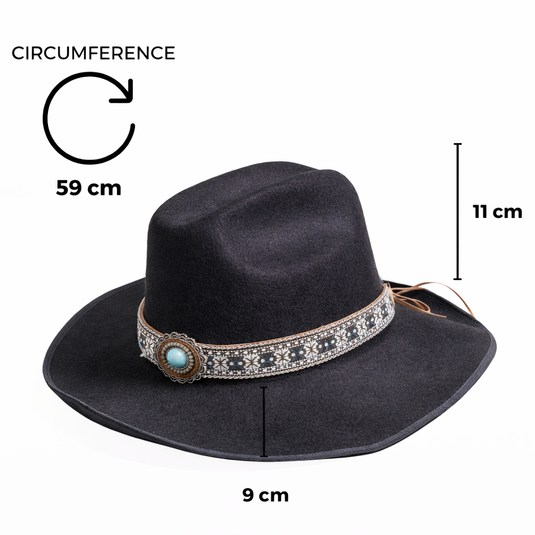 Chokore Black Cowboy Hat with Green Embellished Belt